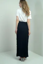 Jupe longue pour femme avec taille élastique et motif froissé