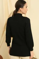 Boyun Dekolteli Saç Örgülü Desen  Spor Tunik Kazak