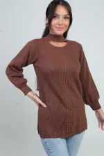 Pull tunique de sport à col bas et motif tricoté