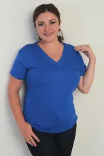 Women's V-Neck Lycra Plus Size Blouse
