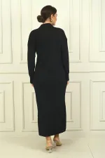 Robe en maille à col rond et manches longues zippée