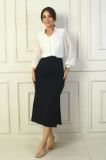 Jupe à taille élastique et deux fentes latérales