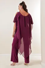 Combinaison grande taille en mousseline de soie et lycra avec épaules dénudées