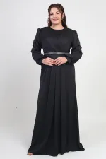 Robe longue BB en satin doublée et plissée, à col cache-cœur, pour femme
