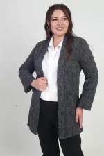 Kadın Şal Yaka Karyağdı Büyük Beden Kaşe Ceket
