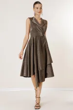 Double-Breasted, Belted, Glittery Dress