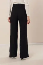 Wide-Leg Crepe Trousers with Belt