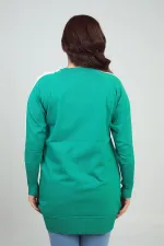 Women's Plus Size Tunic Blouse with Striped Sleeves