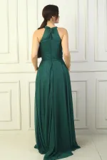 Robe de soirée longue à paillettes plissée et doublée pour femme