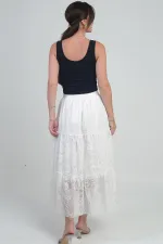 Kadın Beli Lastikli Astarlı Karışık Desenli Tül Etek