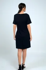 Kadın Kendinden Telalı Biyeli Önü Fermuar Detaylı Kısa Elbise