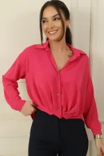 Önü Düğümlü Mikro Saten Gömlek