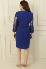 Pulpayet-Tül Detaylı Astarlı Elbise Ceket Büyük Beden 2'li Takım