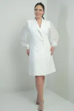 Robe portefeuille pour femme, manches en mousseline et détails perlés, doublée, grandes tailles.