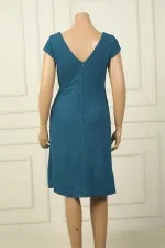 Women's Front and Back V-Neck, Nail Sleeves, Lined, Side Stone Detail, Pocket Square, BB Glitter Short Dress