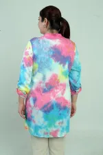 Chemise à manches longues en batik brodé grande taille pour femme