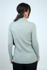 Pull à col roulé pour femme, manches côtelées, boutons décoratifs