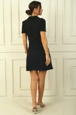 Women's Lycra Crepe Dress with Pleat Detail and Zipper Front