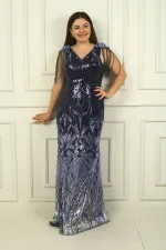 Robe de soirée longue à sequins BB avec manches à pompons perlés et doublure