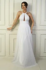 Robe de soirée longue à sequins, dos nu, buste plissé, doublée, pour femme