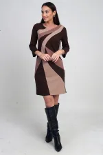 Kadın Geometrik Desenli Astarlı Kısa Krep Elbise