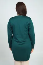 Gilet long grande taille pour femme, motif pied-de-poule, en fil froid.