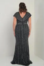 Robe sirène doublée à imprimé pierres, décolleté en V devant et dos, grandes tailles