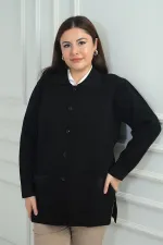 Gilet cardigan grande taille en maille acier avec détails imprimés pierres