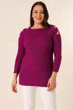 Pull tunique sport grande taille à épaules dénudées