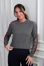 Chemisier rayé à manches longues pour femme