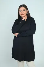 Women's Front Side Braided Plus Size Cold Yarn Tunic Blouse