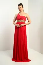 Robe longue asymétrique en mousseline pour femme, avec doublure tissée sur le devant