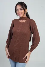 Pull tunique de sport à col bas et motif tricoté