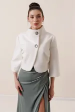 Veste boléro en fourrure thaïlandaise doublée à double boutonnage