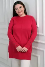 Blouse tunique grande taille pour femme en fil froid avec manches boutonnées