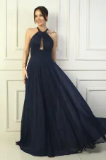 Robe de soirée longue à sequins, dos nu, buste plissé, doublée, pour femme