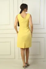 V Yaka Klasik Kısap Elbise