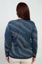 Chemisier grande taille à col en V et motif zèbre pailleté