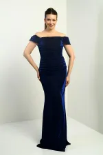 Kadın Eteği Ve Göğsü Büzgülü Astar Simli Balık Elbise