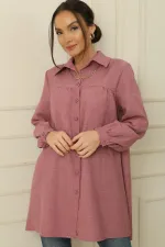 Shirt with a Front Yoke and a Chain Necklace