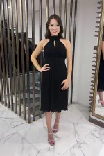 Komple Piliseli Astarlı Şifon Elbise