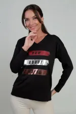 Chemisier en maille imprimé à col V pour femme