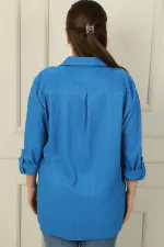 Kol Katlamalı Gofre Büyük Beden Gömlek