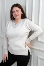 Chemisier grande taille à col en V pour femme, orné de paillettes