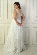 Robe de soirée longue pour femme, décolleté en V devant et dos, pli poitrine, laçage au dos, doublée, imprimé floqué pailleté