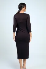 Robe midi portefeuille pour femme avec boucle et fente