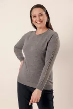 Plus Size Acrylic Sweater with Sleeve Detail