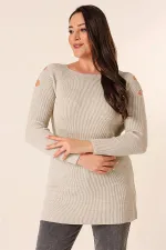 Pull tunique sport grande taille à épaules dénudées