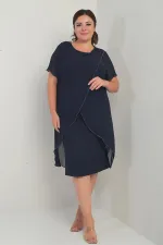 Robe pailletée en mousseline de soie et lycra pour femme, grande taille, avec détails en pierre