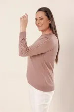 Kol Detaylı Büyük Beden Akrilik Kazak